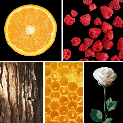 Duftnoten: Mandarine, Himbeere; Sandelholz, Honig, Rose Duftnoten: Mandarine, Himbeere; Sandelholz, Honig, Rose